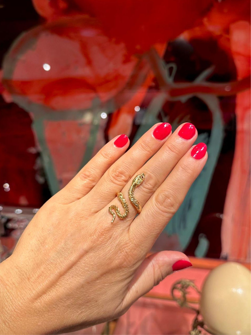 Snake Wrap Ring in 14K Yellow Gold and Ruby