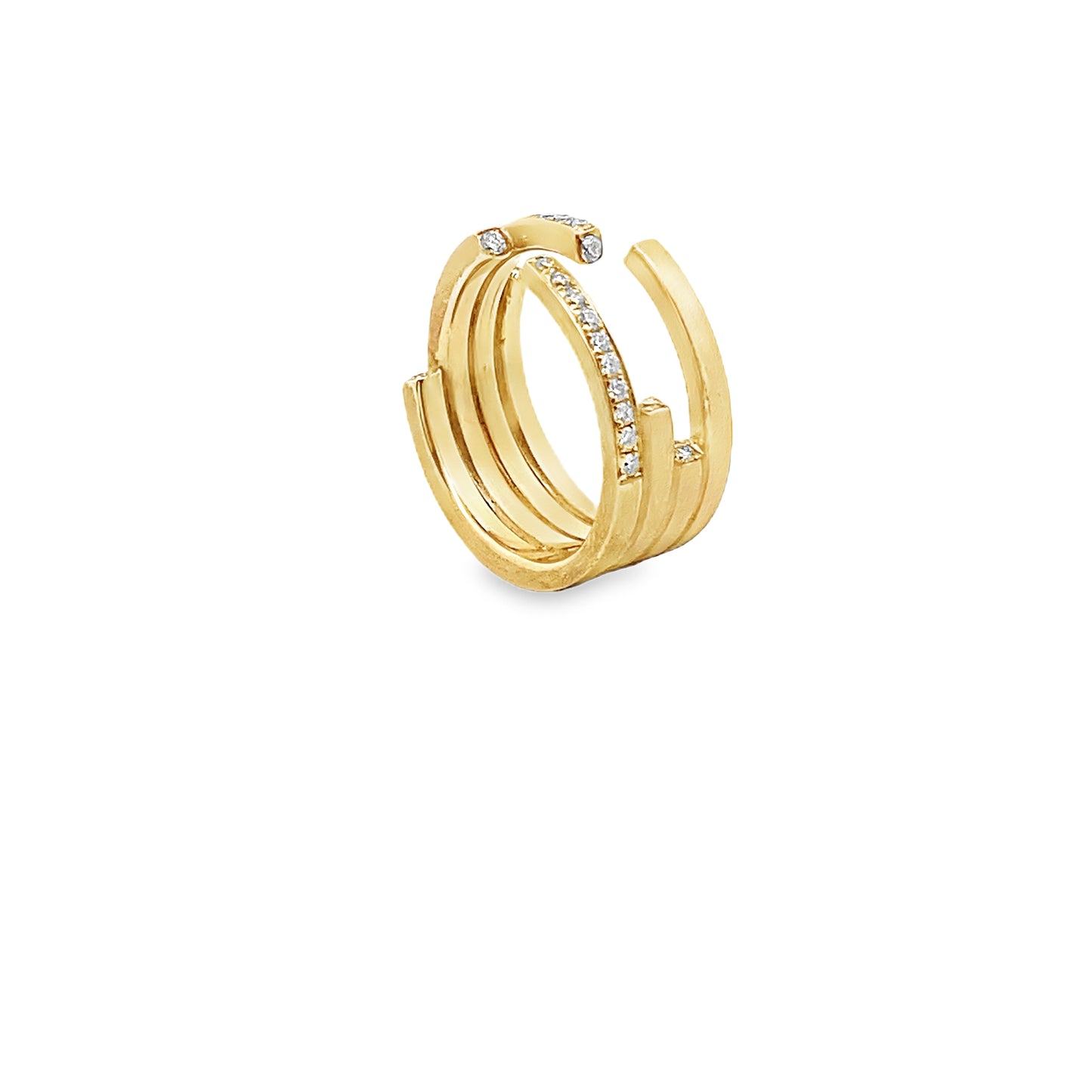 Diamond and 14K Gold Open Linear Ring