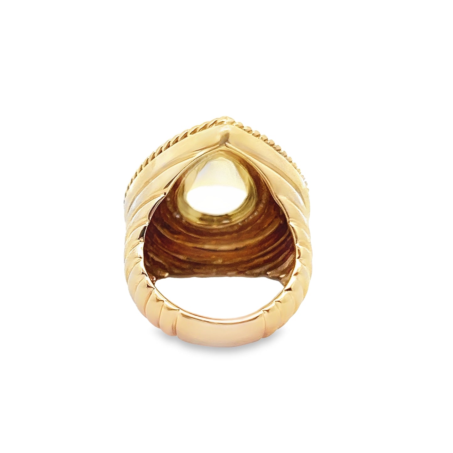 Cabochon Green Tourmaline Vintage Ring in 14K Yellow Gold