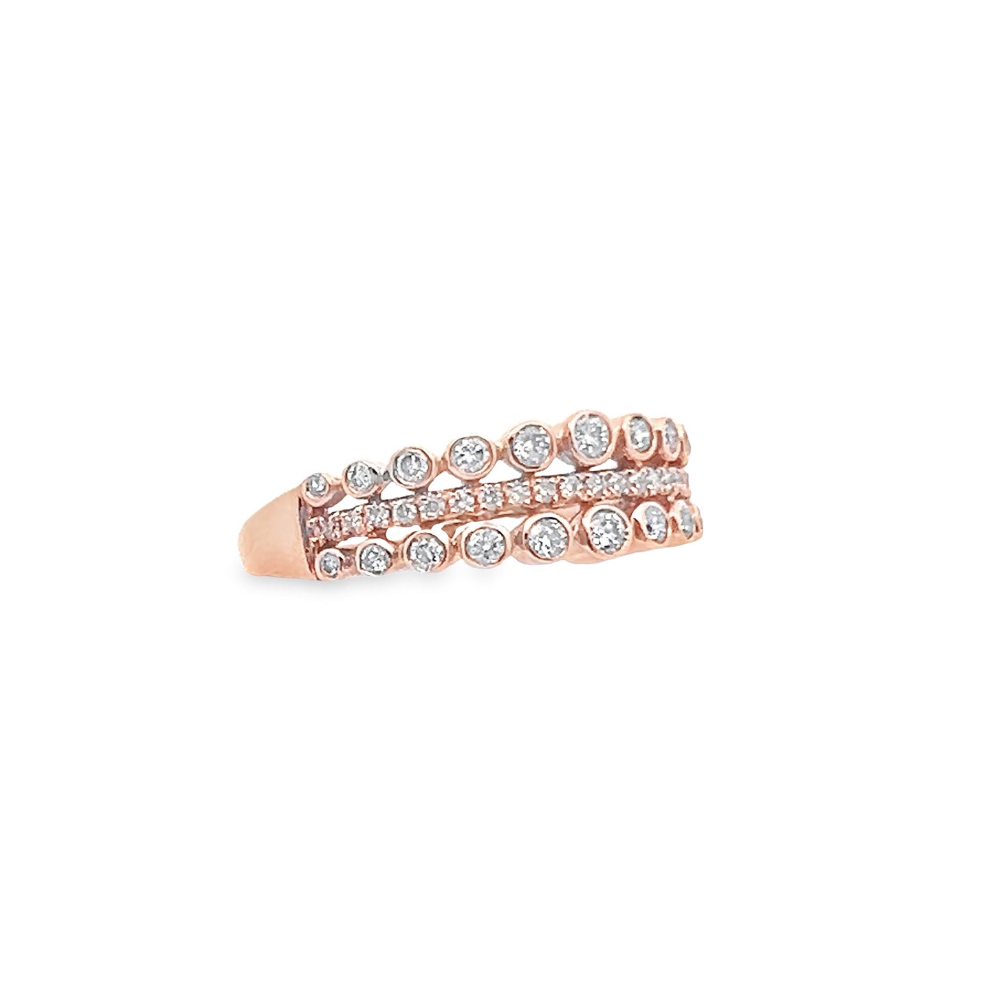 Three Row Bezel-Set Ring in 14K Gold