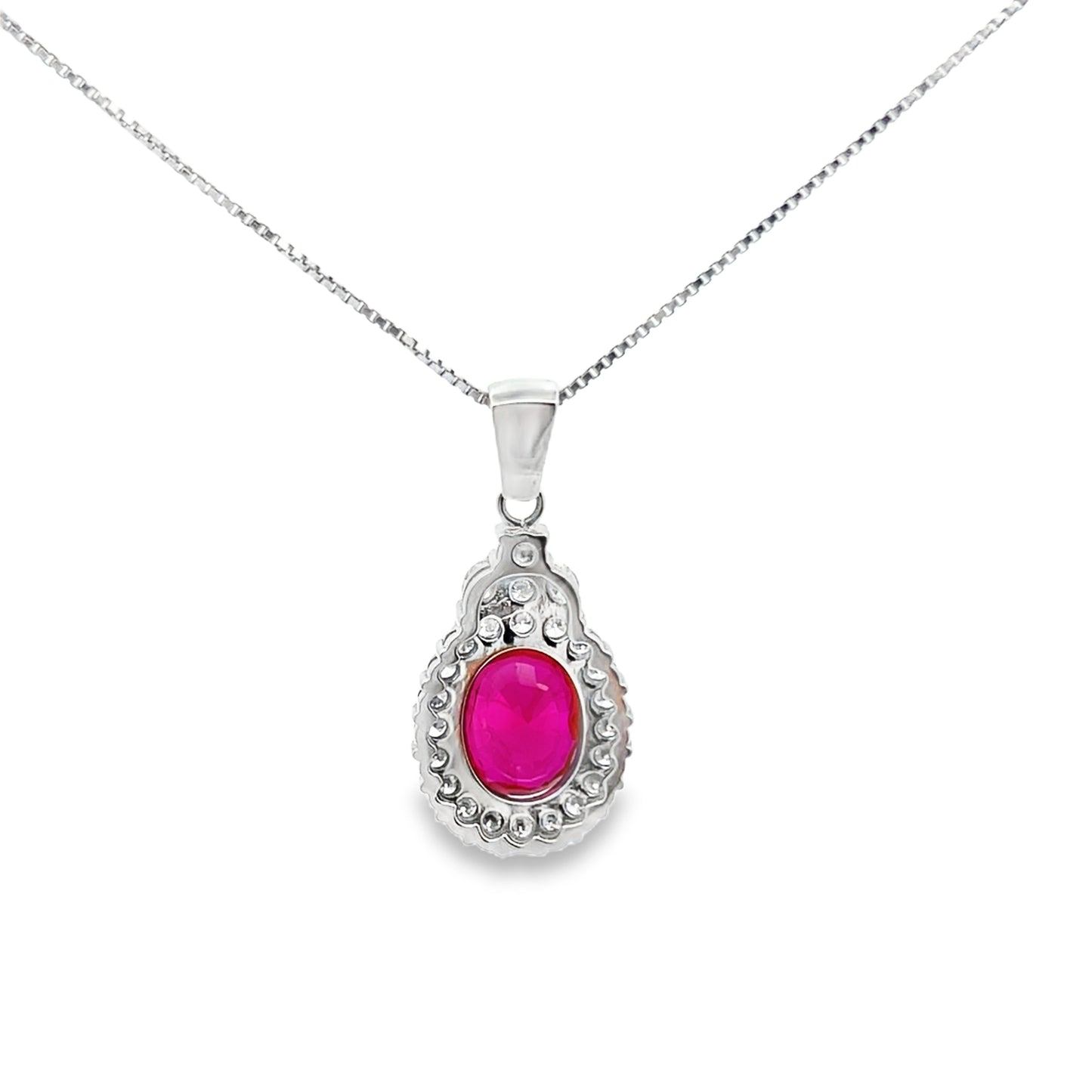 Ruby and Diamond 14K White Gold Pendant Necklace