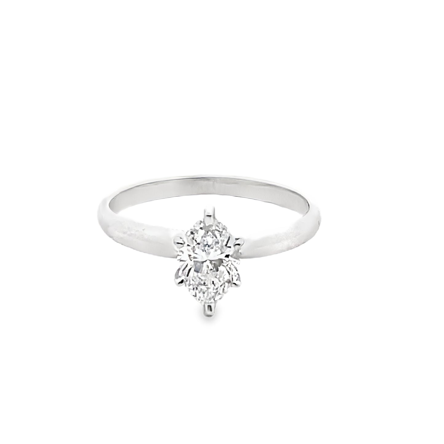 Solitaire Marquise-Cut Diamond Engagement Ring in 14K White Gold