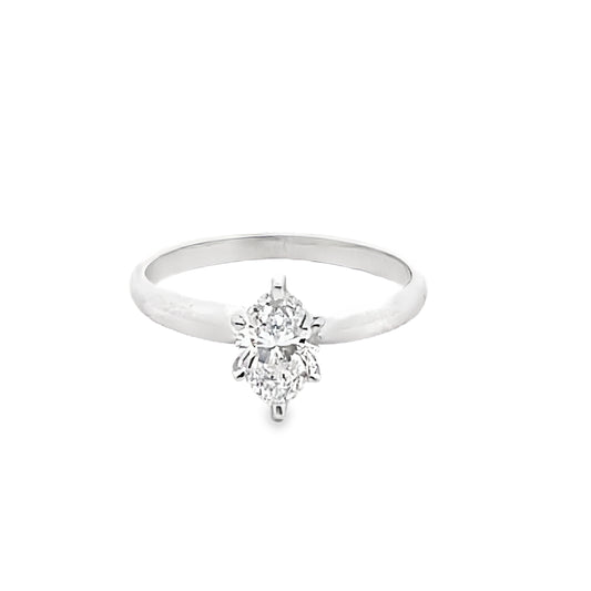 Solitaire Marquise-Cut Diamond Engagement Ring in 14K White Gold