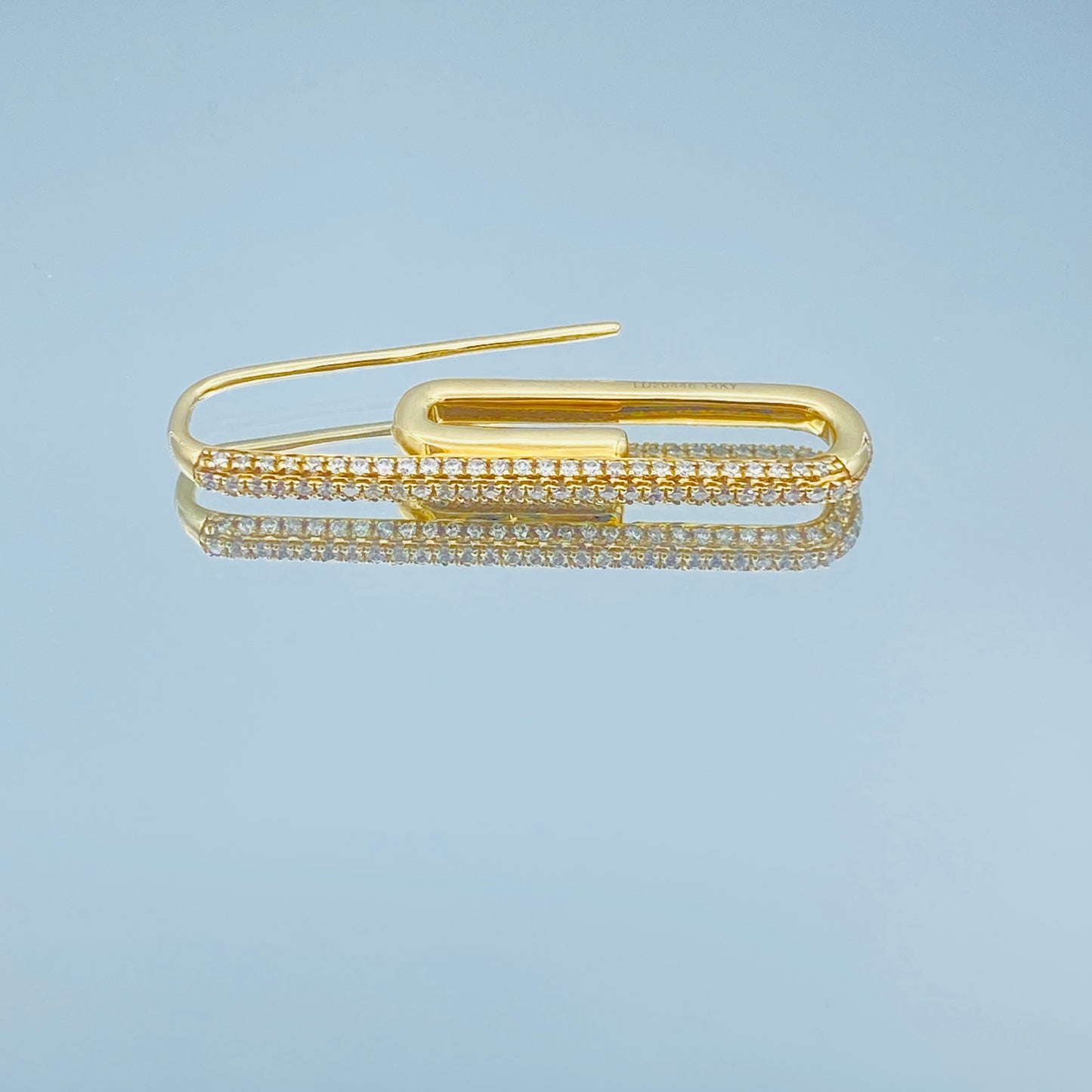 Safety Pin and Paper Clip Earring in 14K Yellow Gold