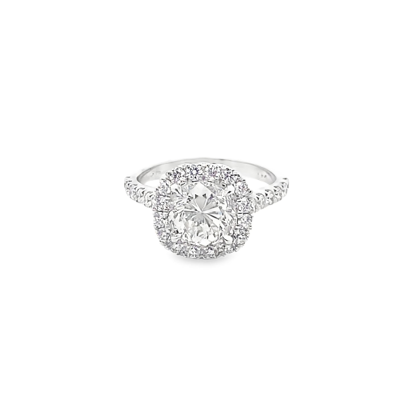 Cushion-Cut Halo Diamond Engagement Ring in 14K White Gold