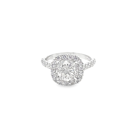 Cushion-Cut Halo Diamond Engagement Ring in 14K White Gold