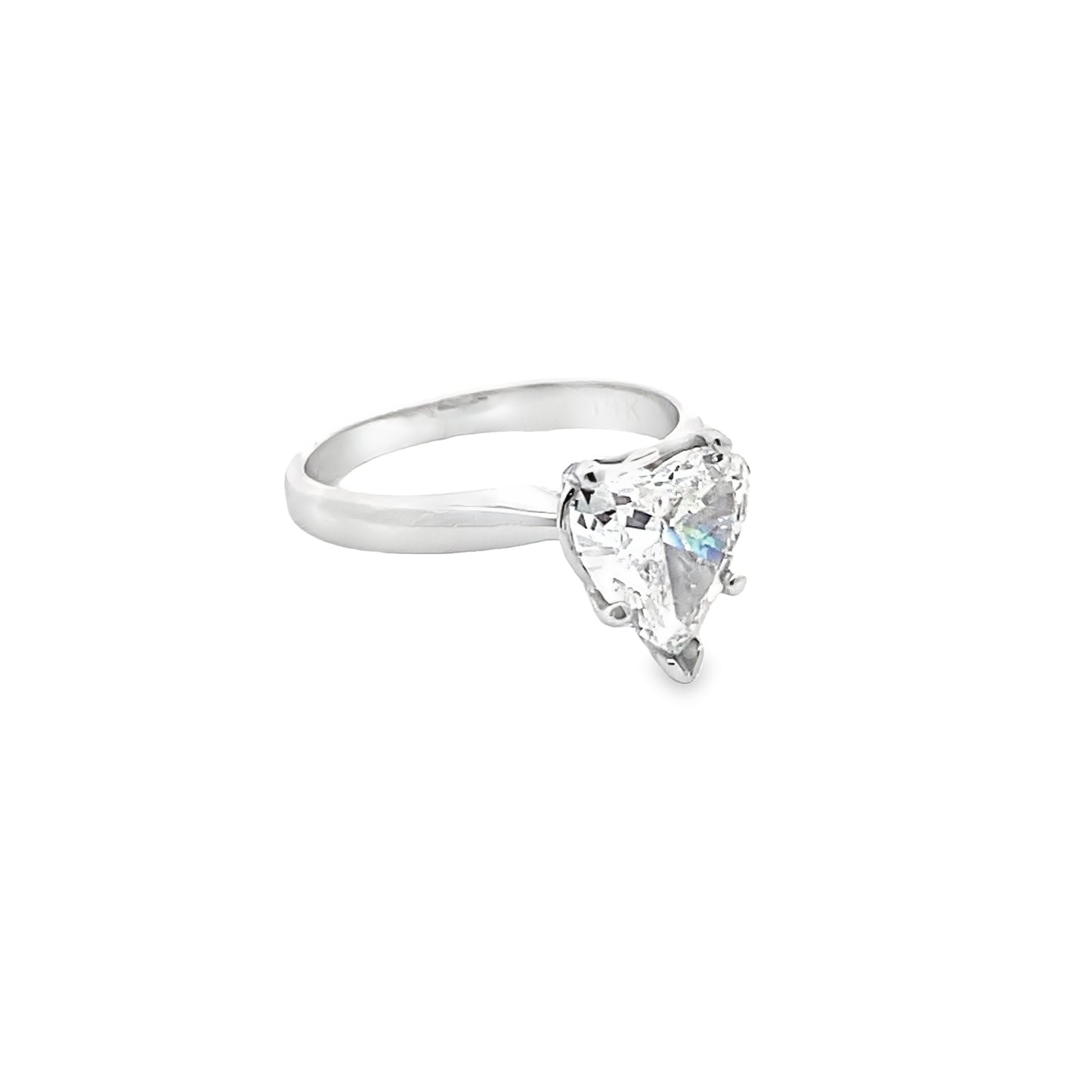 Heart Shape Diamond Engagement Ring in 14K White Gold