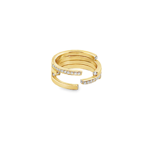 Diamond and 14K Gold Open Linear Ring