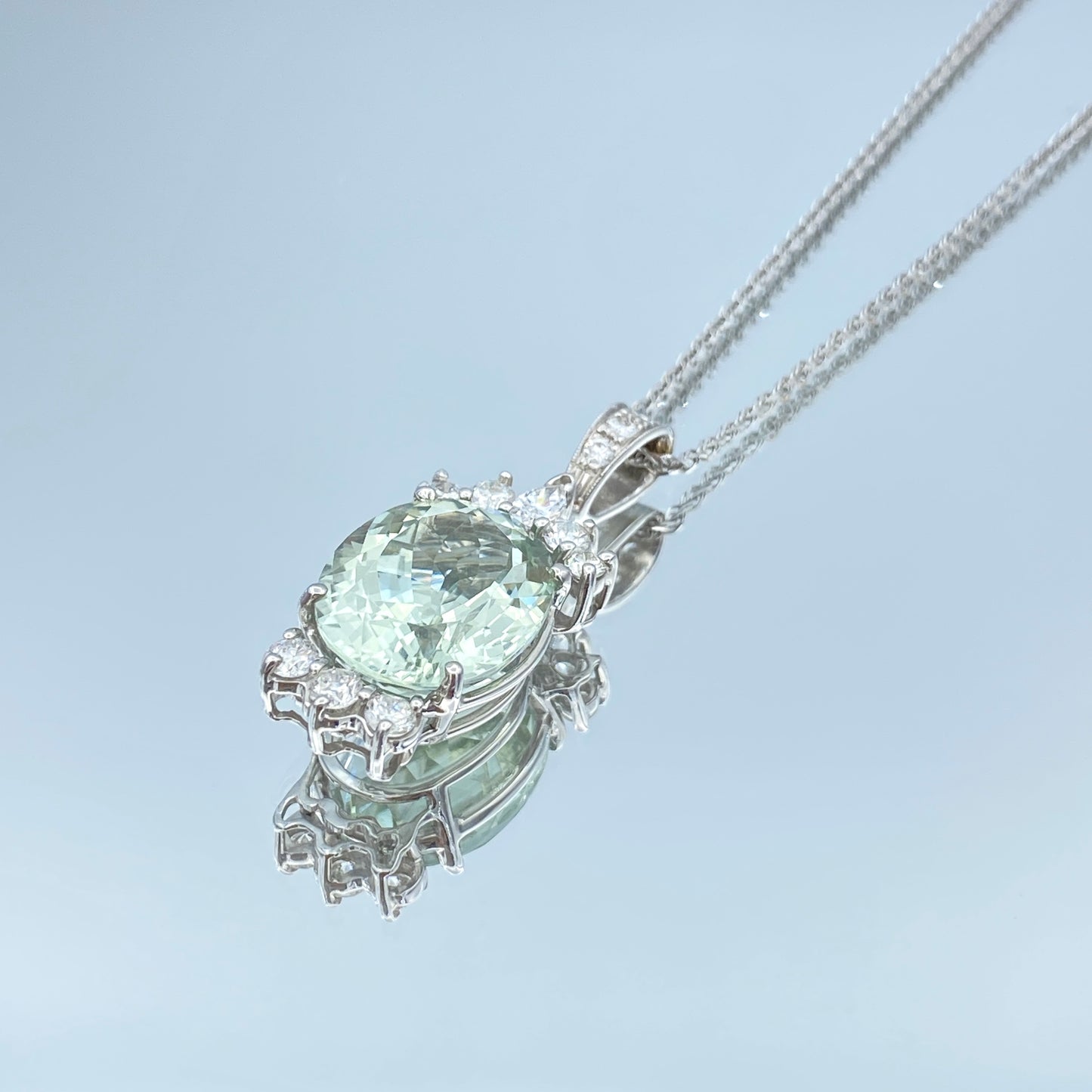 Tourmaline and Diamond Necklace in 14K White Gold - L and L Jewelry