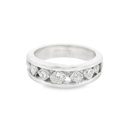 Diamond Princess-Cut Halfway Ring in 14K White Gold