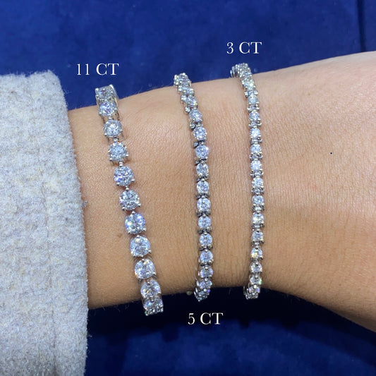 3-Prong Set Round Brilliant-Cut Diamond Cupcake Tennis Bracelet in 14K Gold