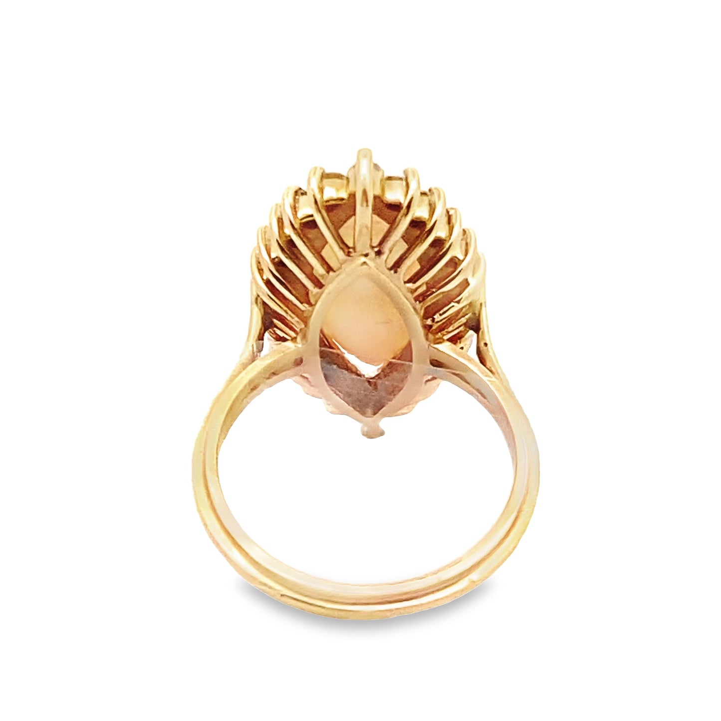 Marquise-Cut Opal Ring with Diamond Halo in 14K Yellow Gold