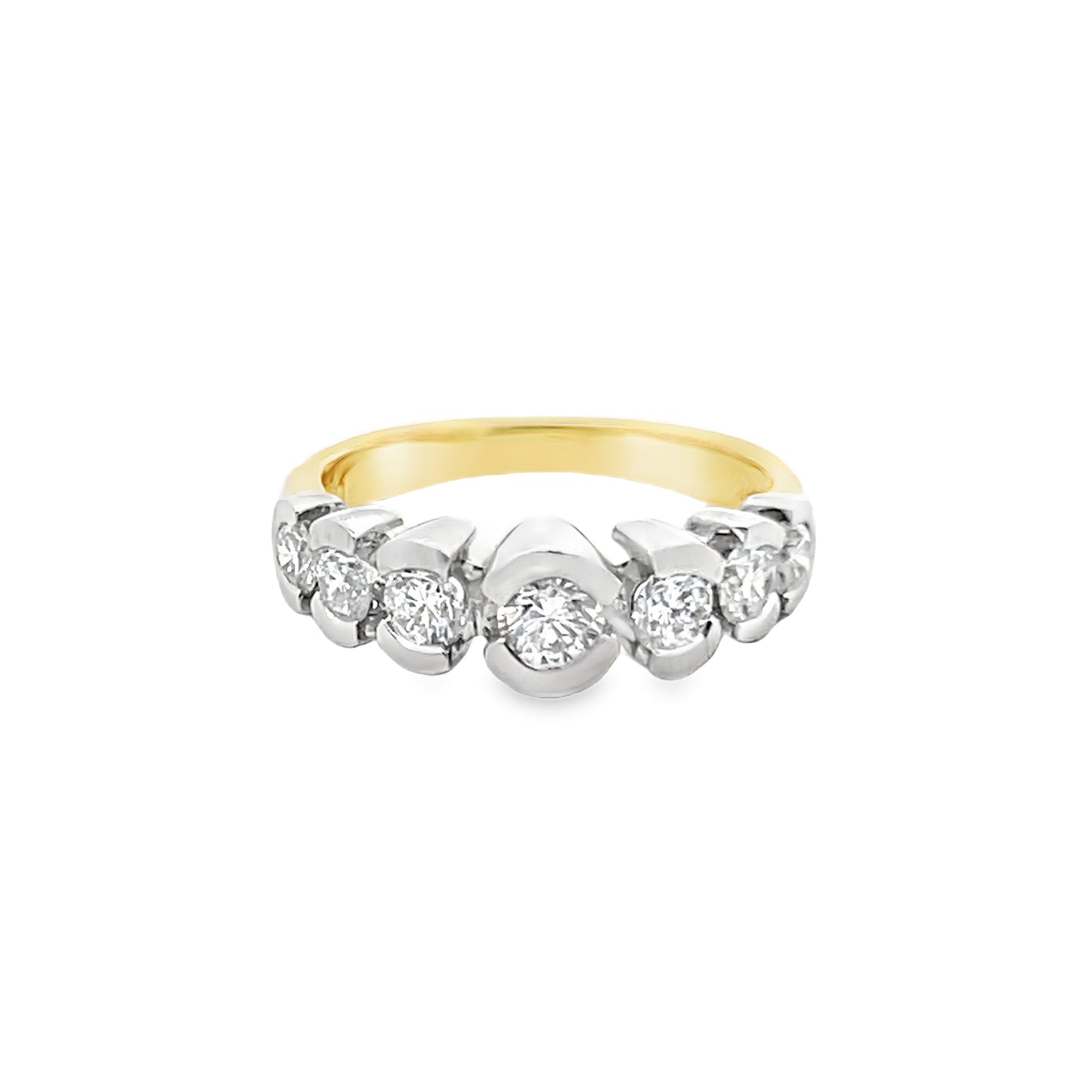 Diamond Half-Bezel Set Two-Tone Band in Platinum and 18K Gold