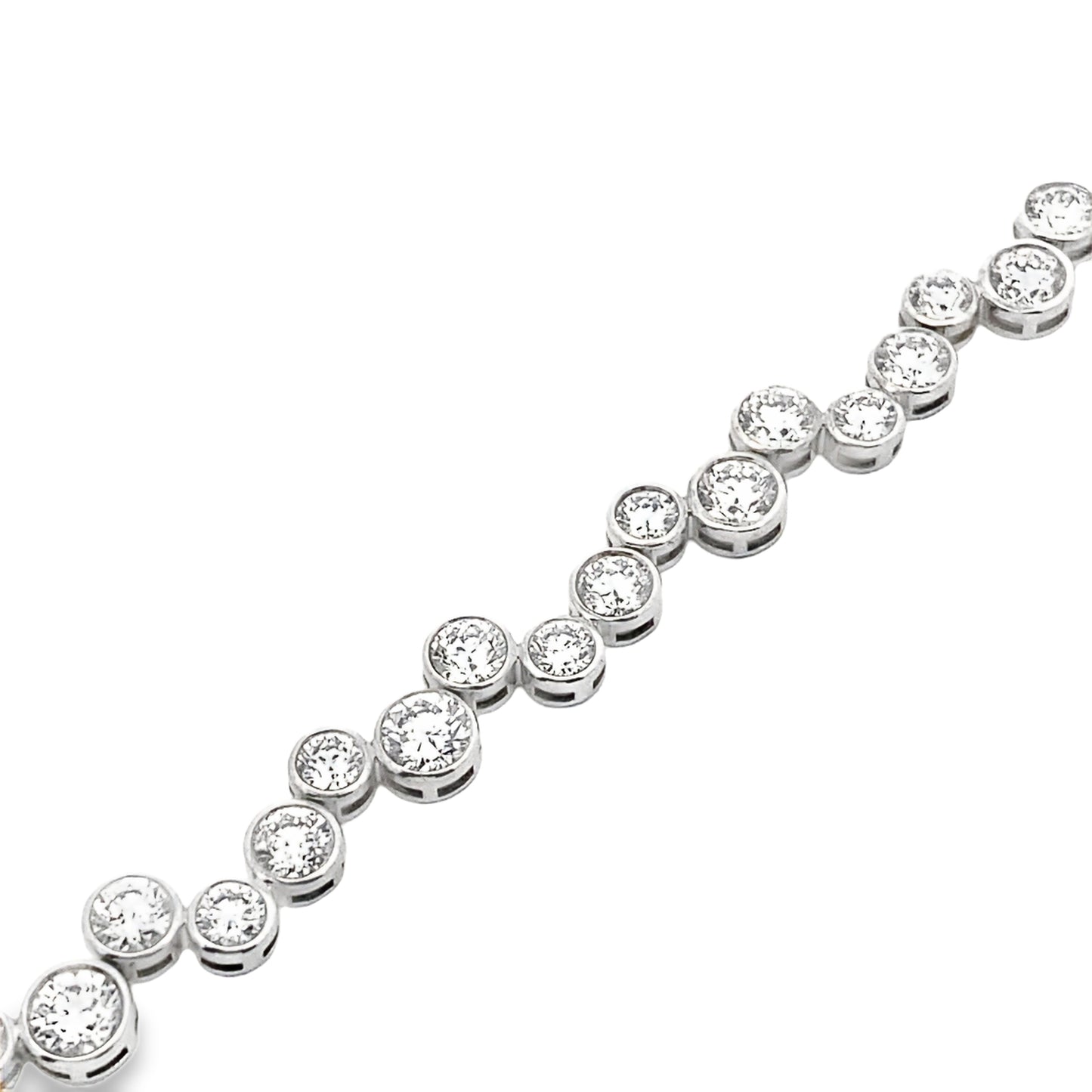 Bezel-Set Bubble Diamond Tennis Bracelet in 14K White Gold