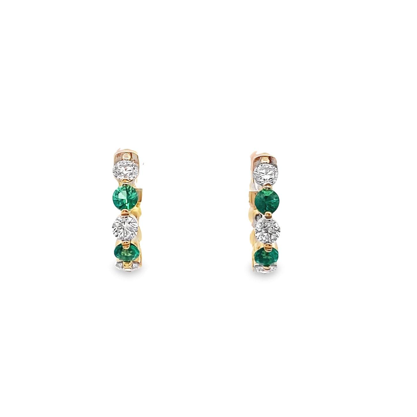 LKS Emerald and Diamond Huggies in 14K Gold