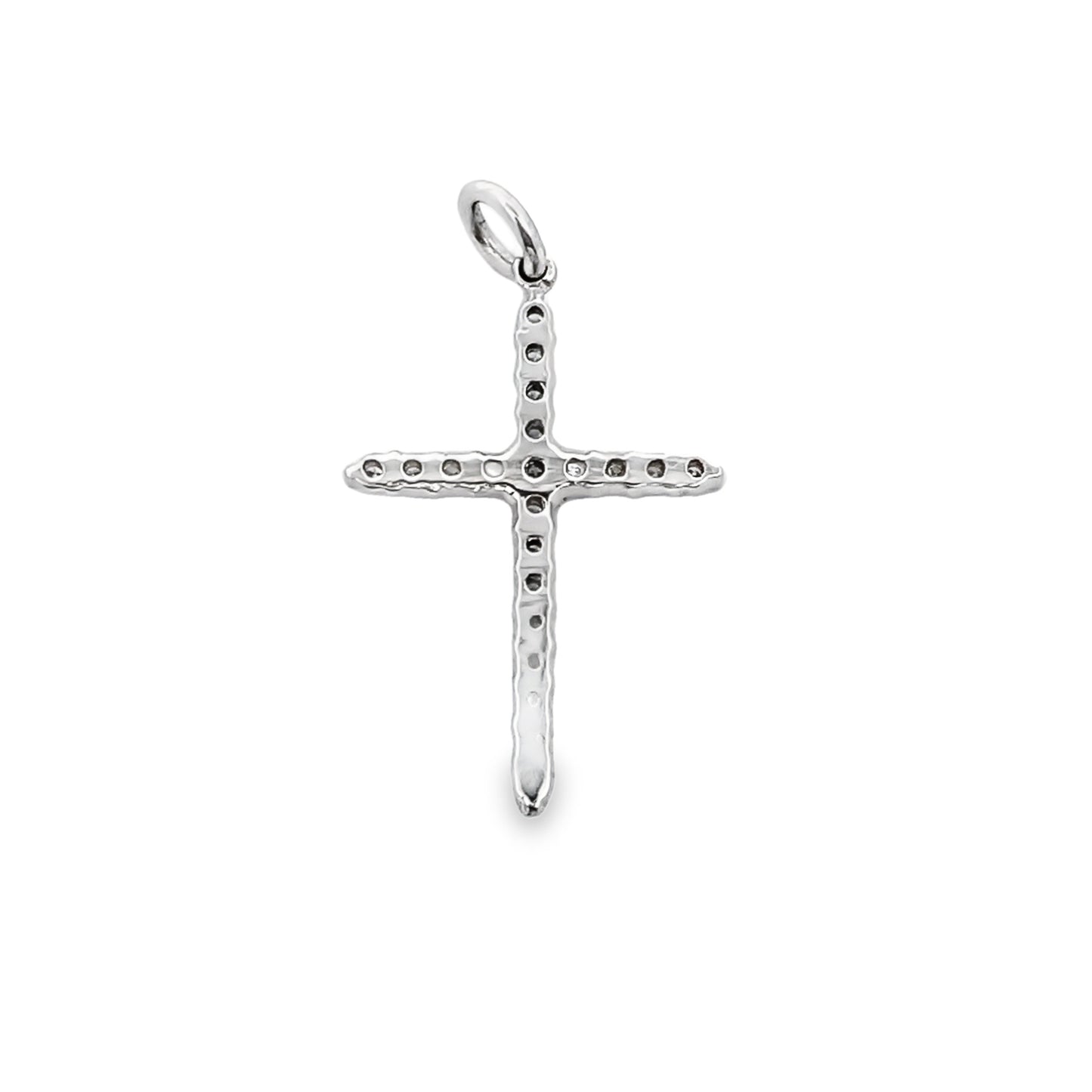 Round Cut Diamond Cross Pendant in 14K White Gold