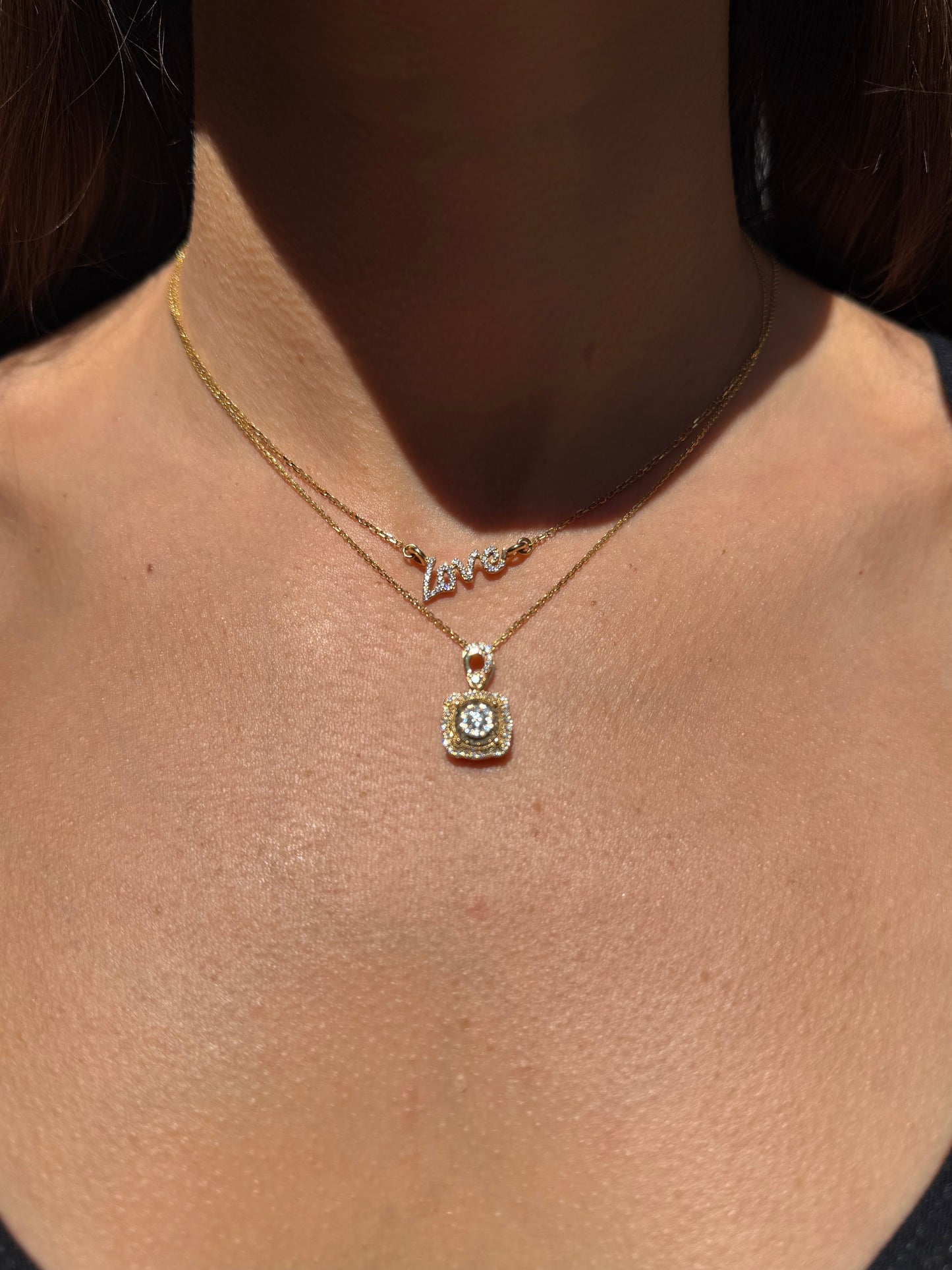 Diamond Cluster Pendant in 14K Yellow Gold