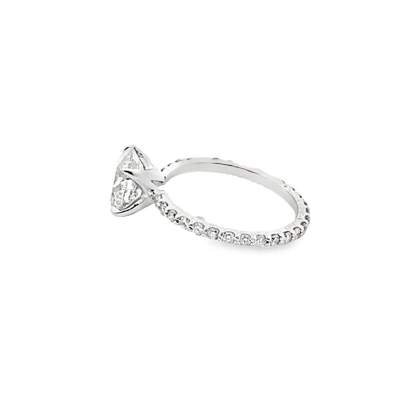 Oval-Cut Diamond Engagement Ring Micro-Pave Side Stones in 14K White Gold