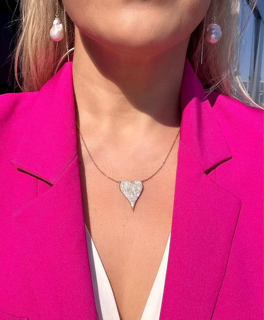 18K Gold and Diamond Heart Pendant Necklace
