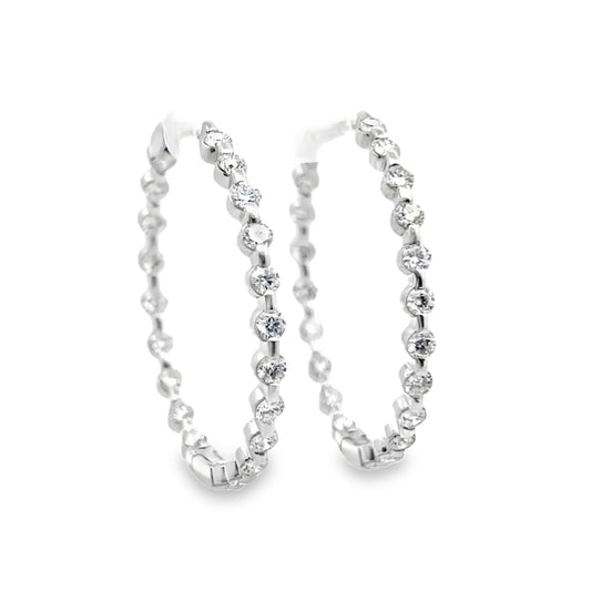 Single Prong Diamonds Hoops in 14K White Gold