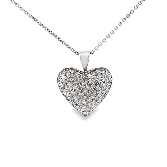 Diamond Heart Pendant Necklace in 14K White Gold