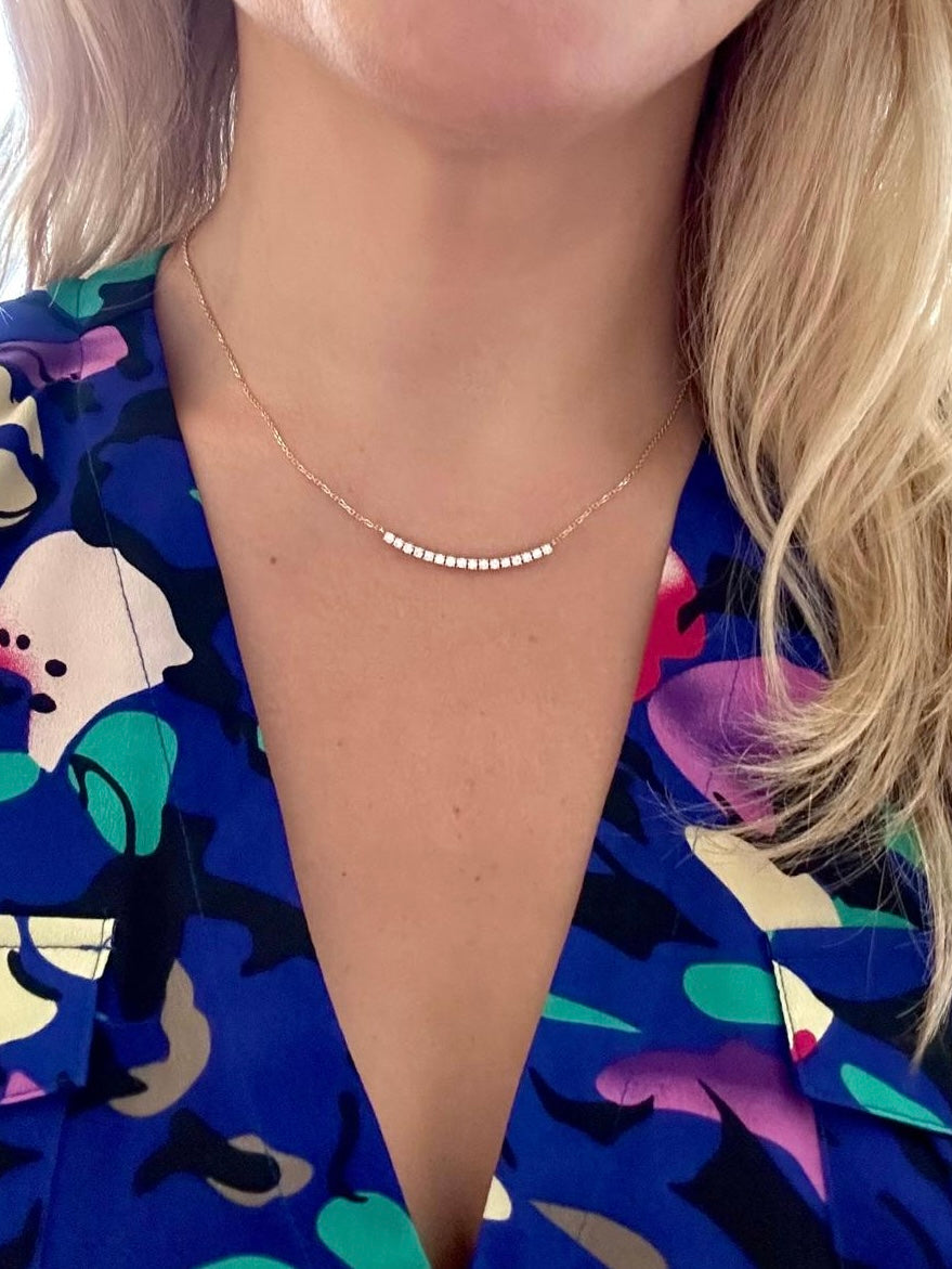 Diamond Bar Necklace in 14K Yellow Gold