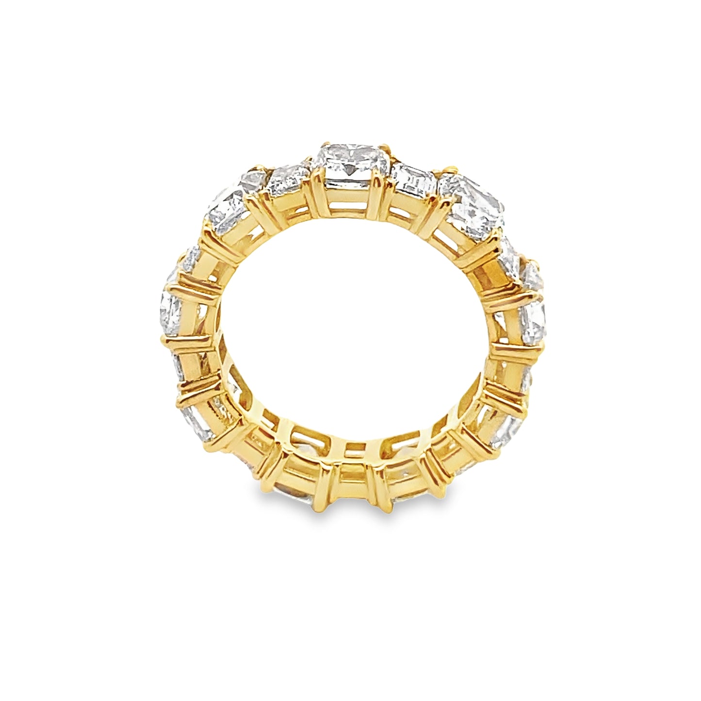 Alternating Cushion-Cut and Emerald-Cut Diamond Eternity Ring in 18K Yellow Gold