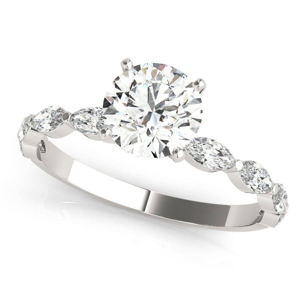Single Shared Prong Marquise Side Engagement Ring - Size 6