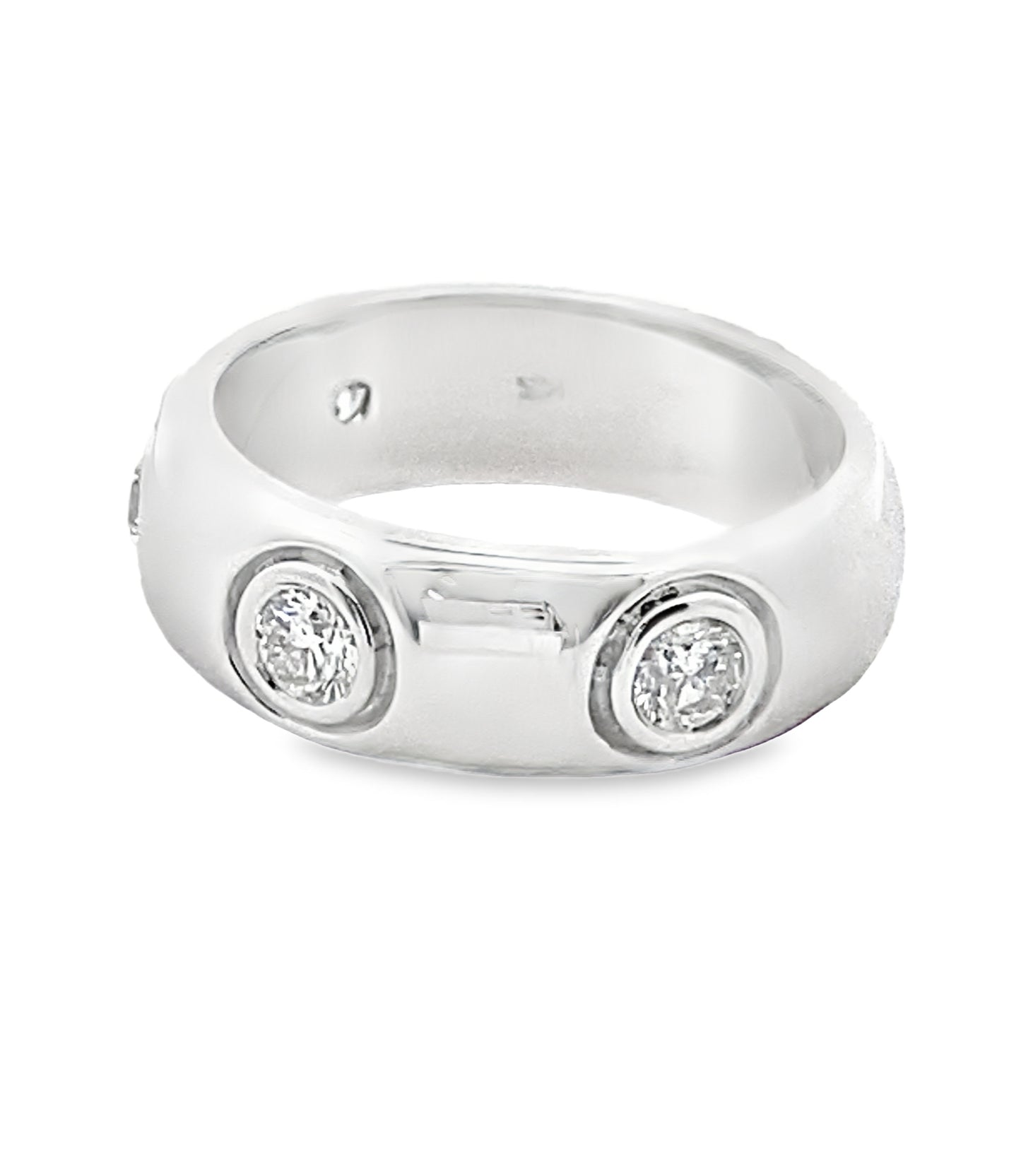 Round-Cut Bezel Diamond Men's Wedding Ring in 14K White Gold