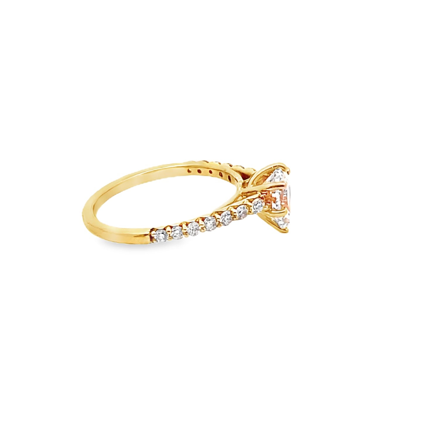 Pear-Shaped Diamond Engagement Ring in 14K Yellow Gold