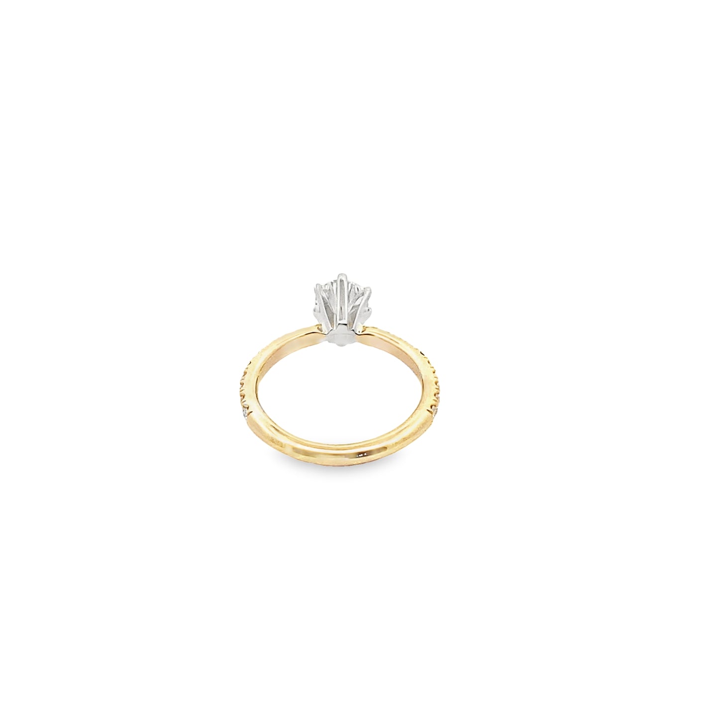 Two-Tone Diamond Pear Cut Engagement Ring in 14K White and Yellow Gold