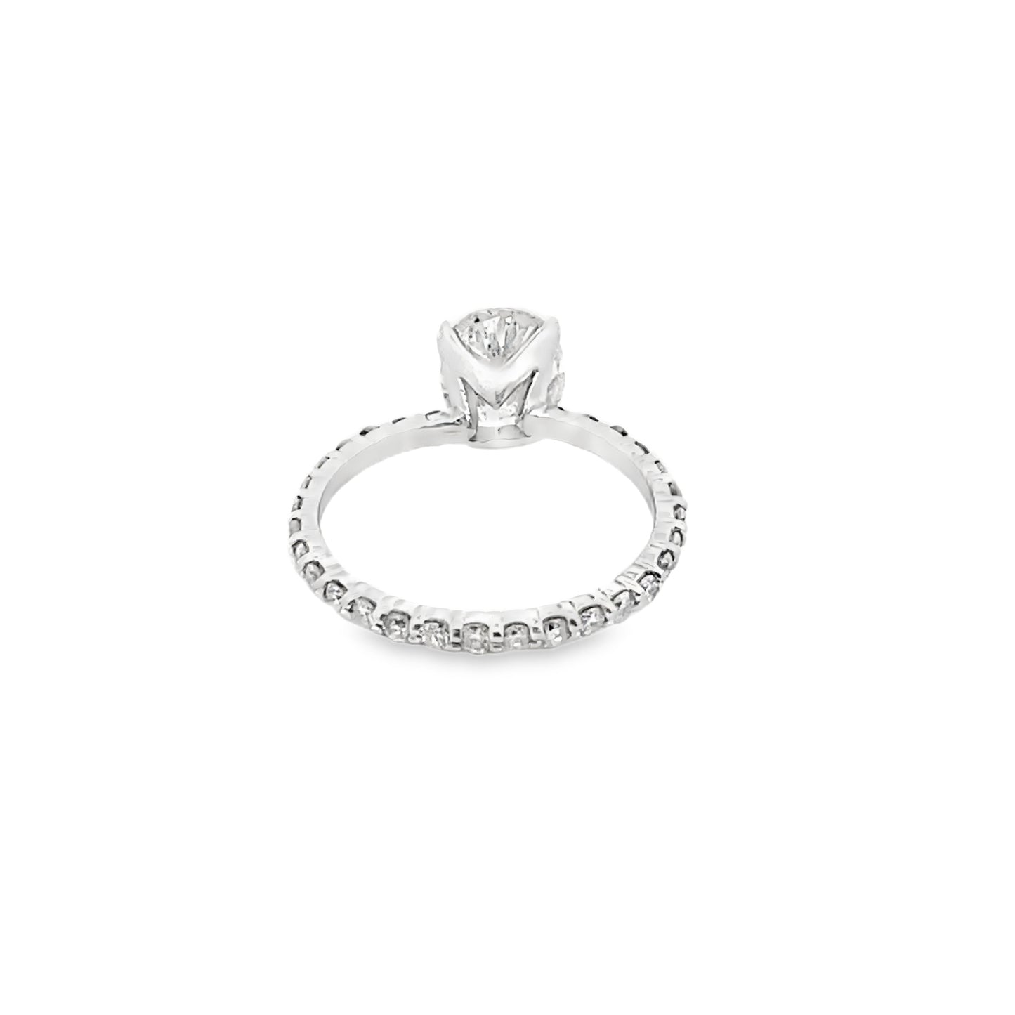 Oval-Cut Diamond Engagement Ring Micro-Pave Side Stones in 14K White Gold