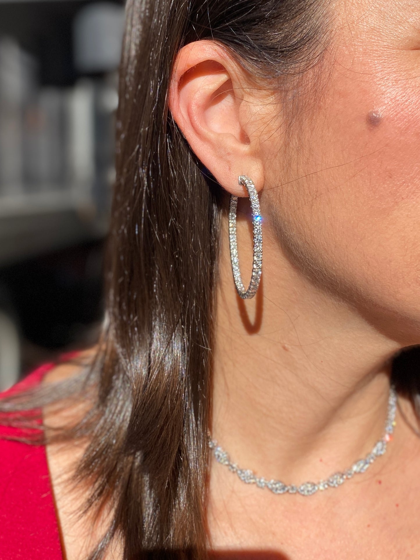 Inside-Out Diamond Hoop Earrings in 14K White Gold