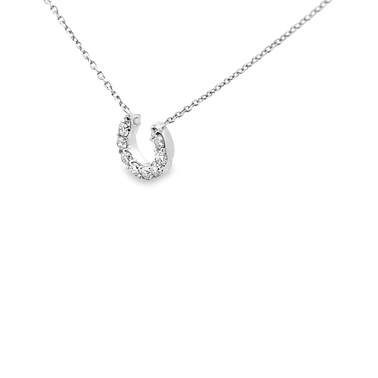 Horse Shoe Diamond Pendant in 14K White Gold