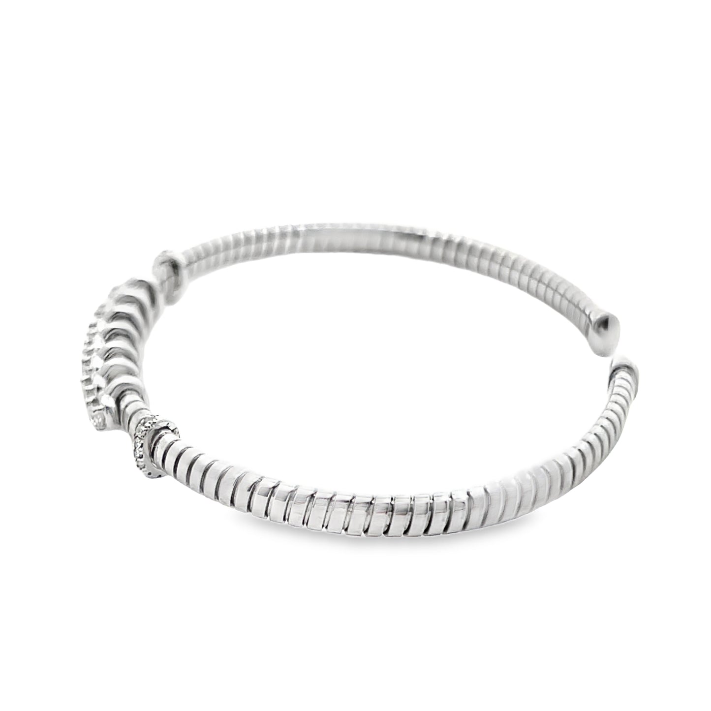 18K White Gold Diamond Bangle Cuff Bracelet