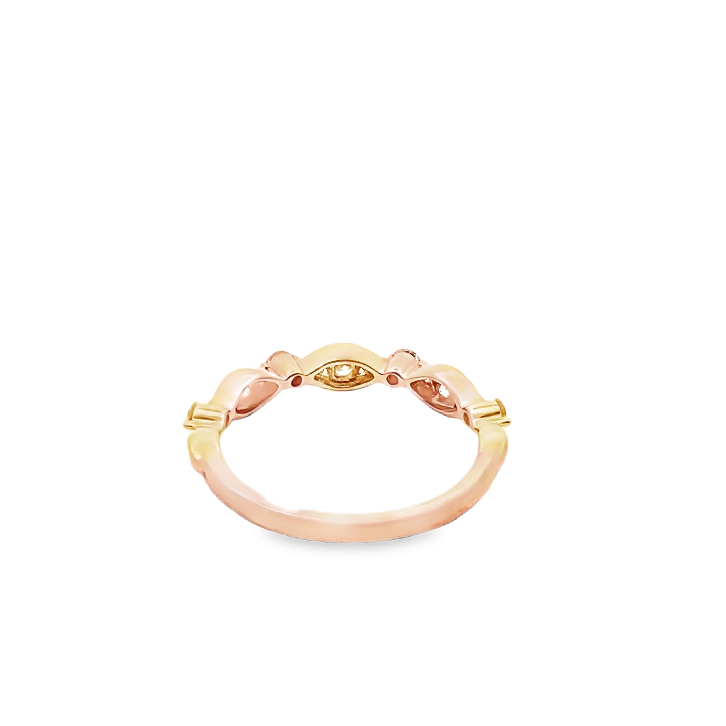 Diamond Vintage Marquise Shaped Halfway Band in 14K Gold