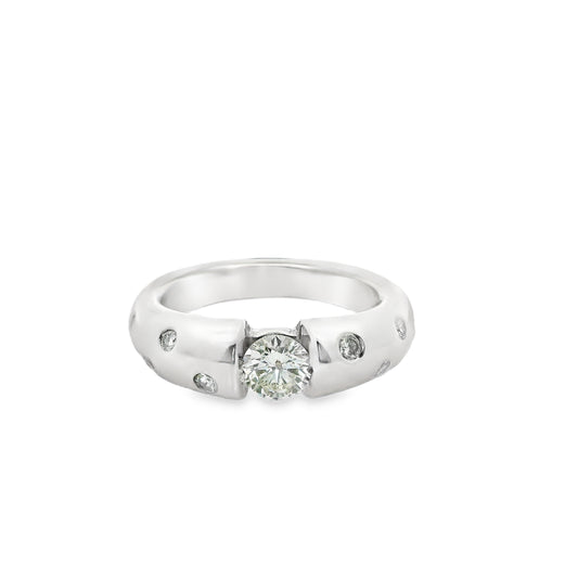 Bar-Set Burnish Diamond Statement Ring in 14K White Gold
