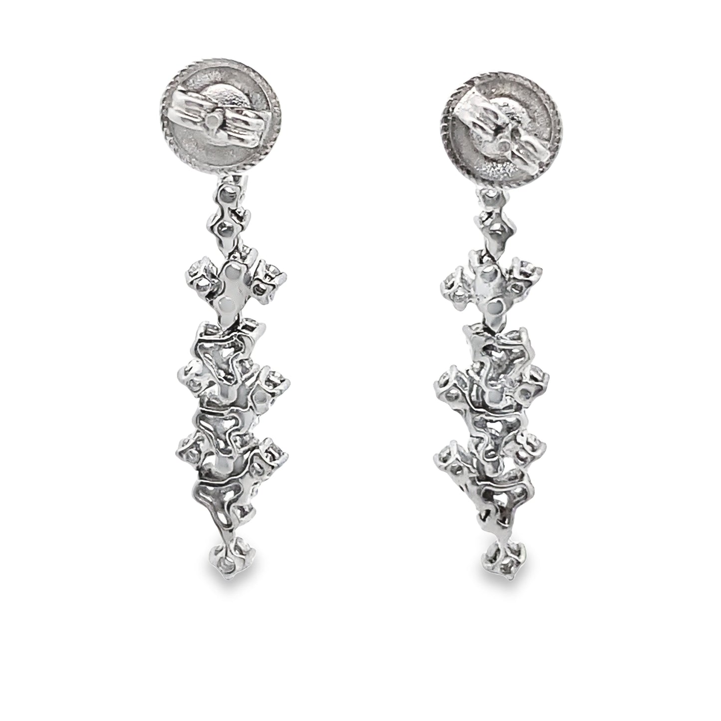 Dangly Diamond Statement Earrings in 14K White Gold