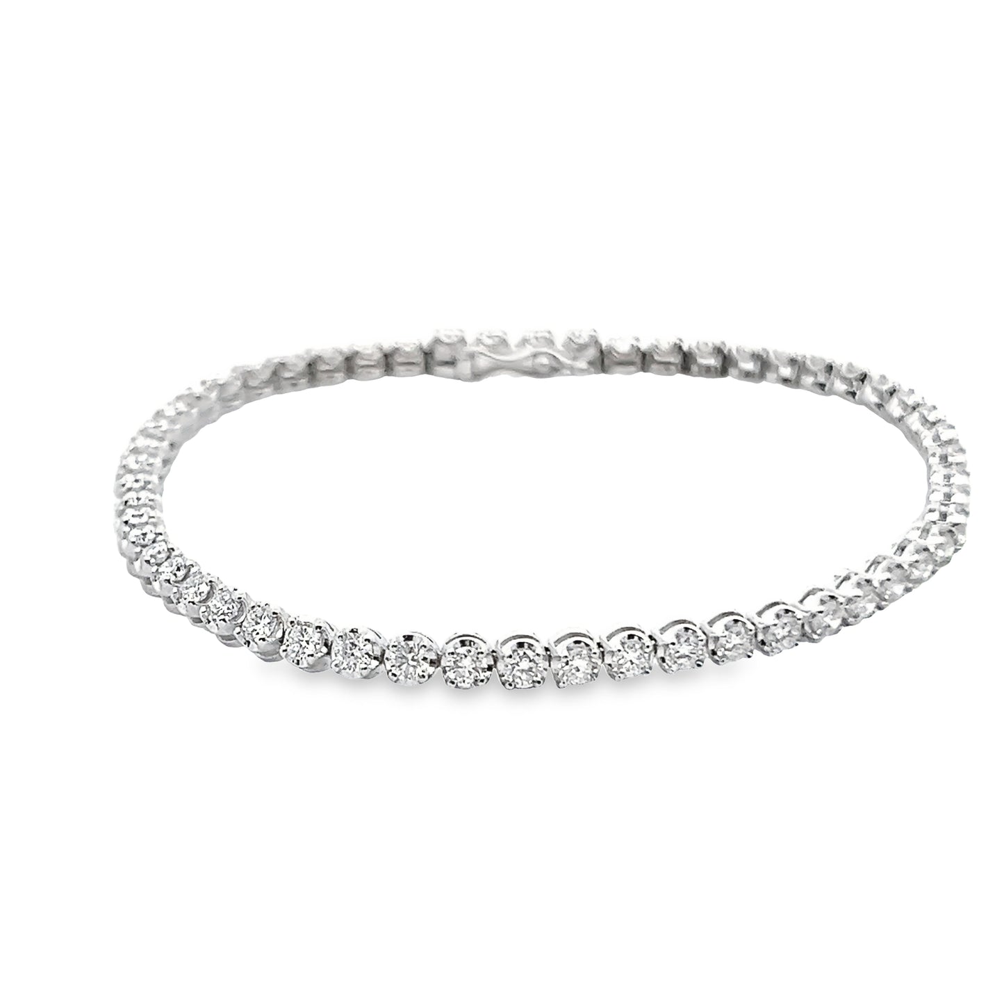 Round Brilliant-Cut Diamond Cupcake Tennis Bracelet in 14K White Gold LoverlyGrey Collection