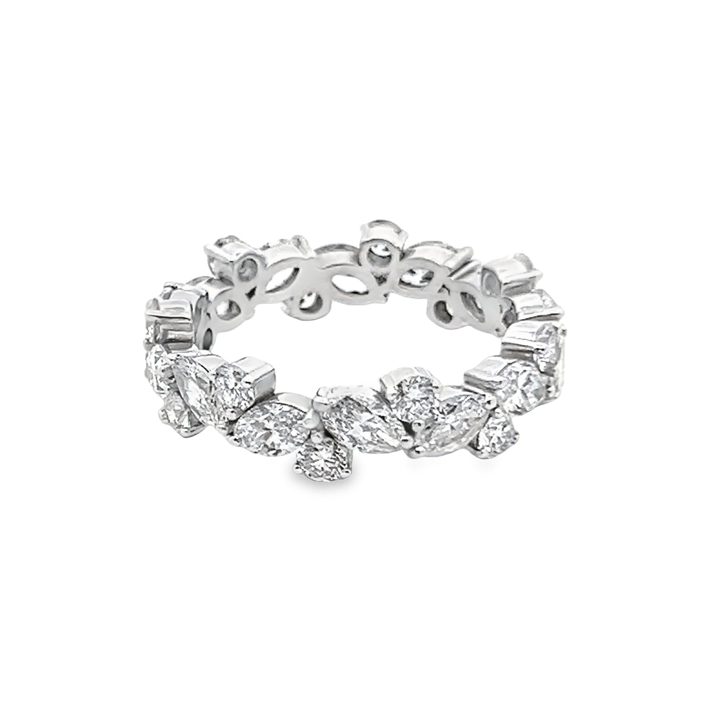 Alternating Maquise-Cut and Round Brilliant-Cut Diamond Eternity Ring in Platinum