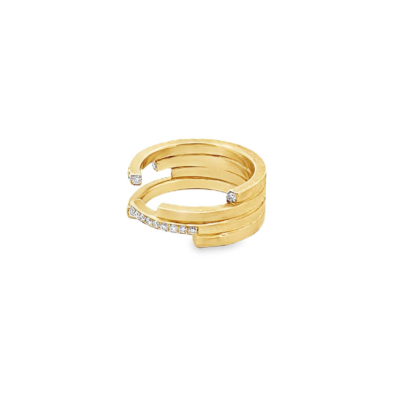 Diamond and 14K Gold Open Linear Ring