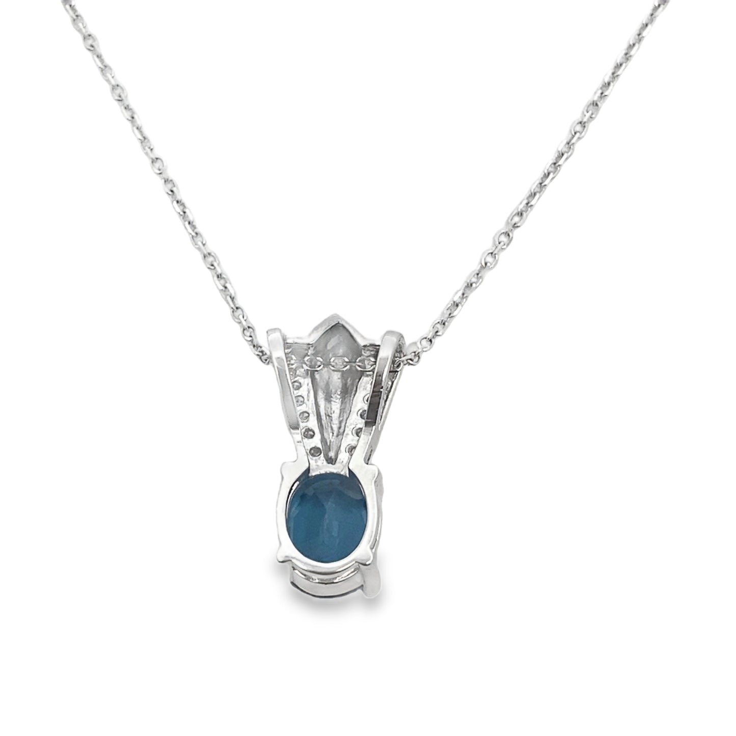 Blue Topaz and Diamond Pendant in 14K White Gold