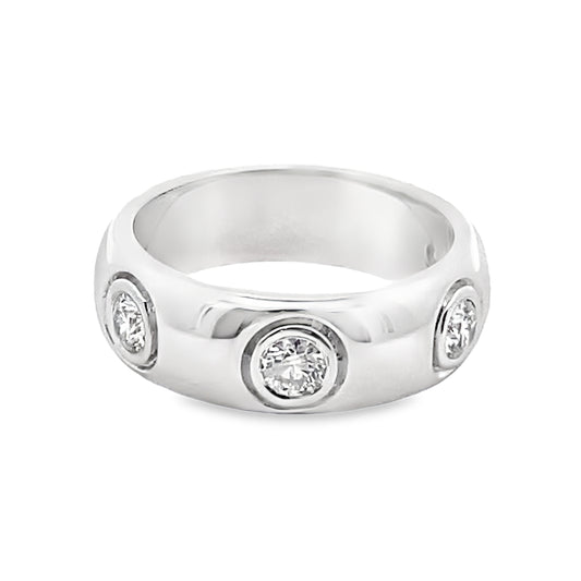 Round-Cut Bezel Diamond Men's Wedding Ring in 14K White Gold