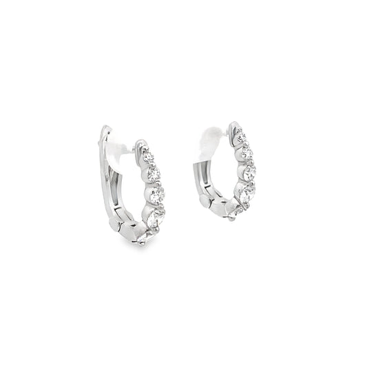 Graduating Diamond Hoop Earrings in 14K White Gold