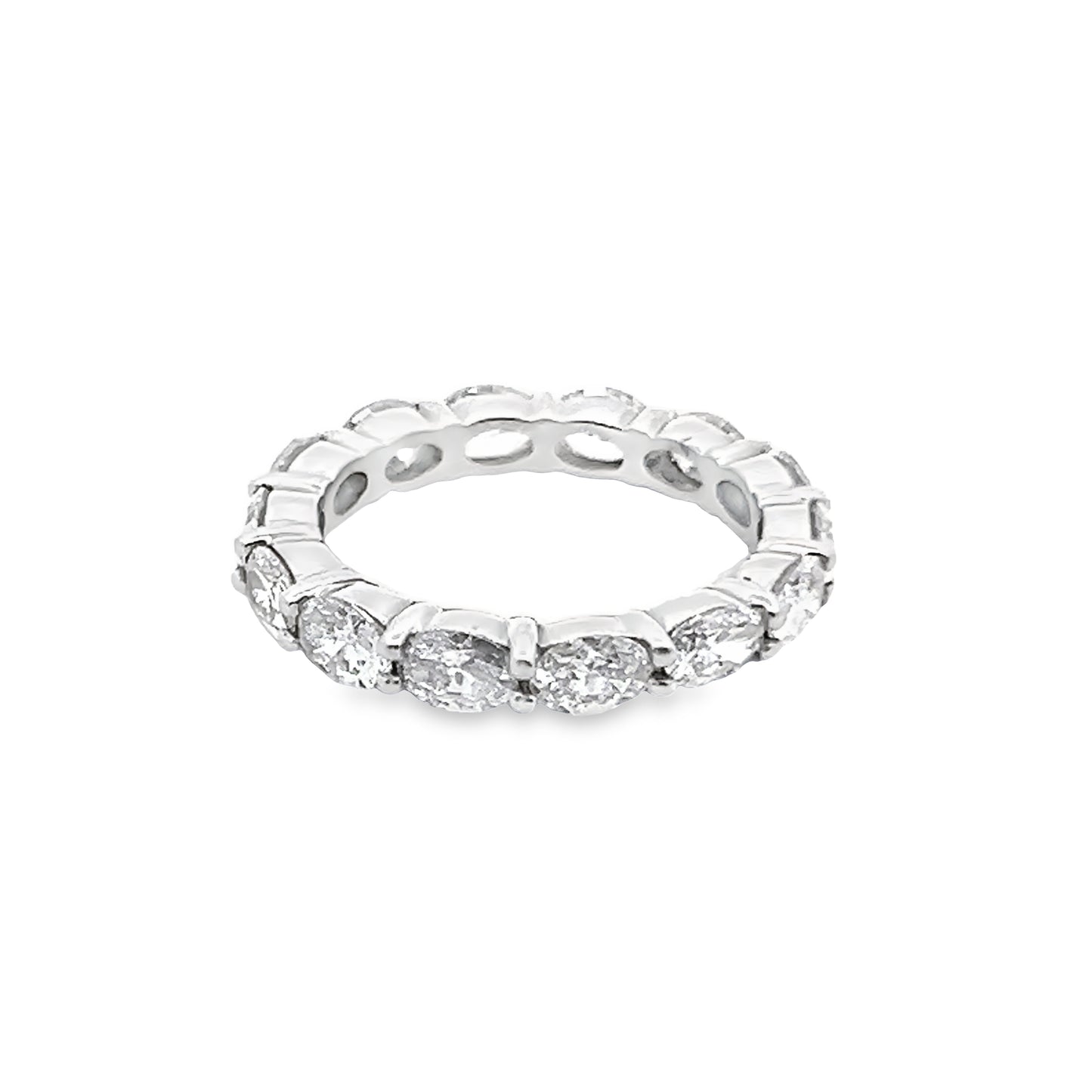 East-West Oval-Cut Diamond Eternity Ring in 14K White Gold