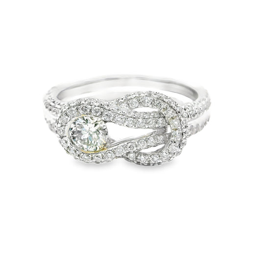 Diamond Rope Loop-Twist Ring in 14K White Gold