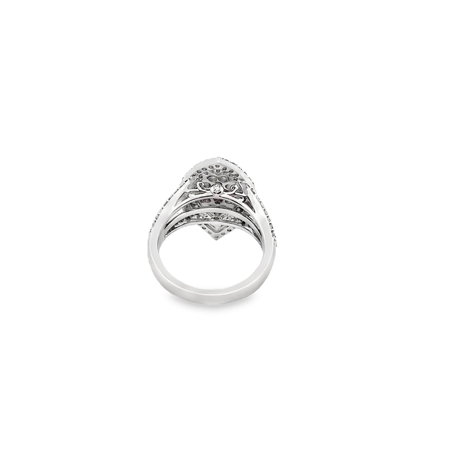 Marquise Shaped Diamond Cluster Engagement Ring in 14K White Gold