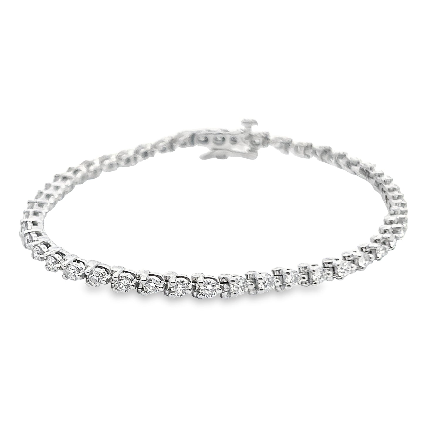 3-Prong Set Round Brilliant-Cut Diamond Cupcake Tennis Bracelet in 14K Gold