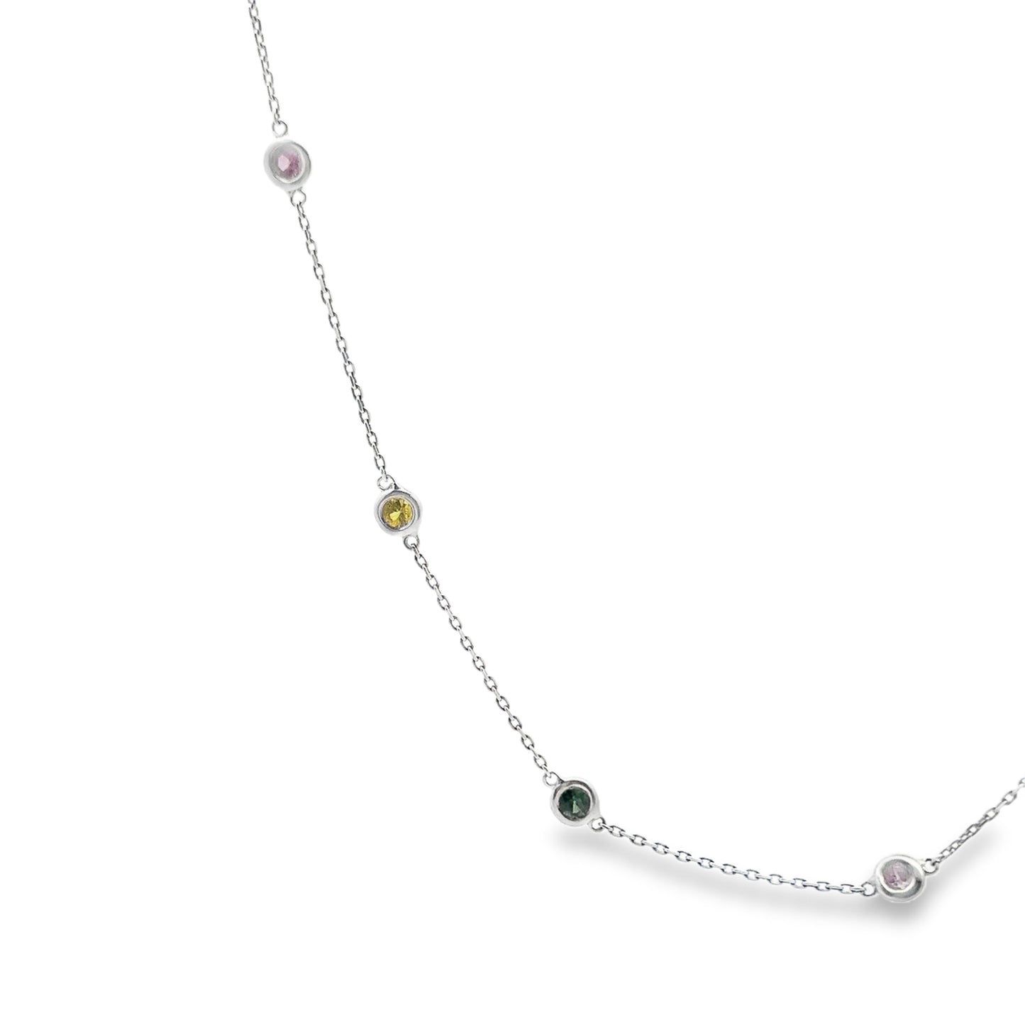 Birthstone Stationary Necklace in 14K White Gold