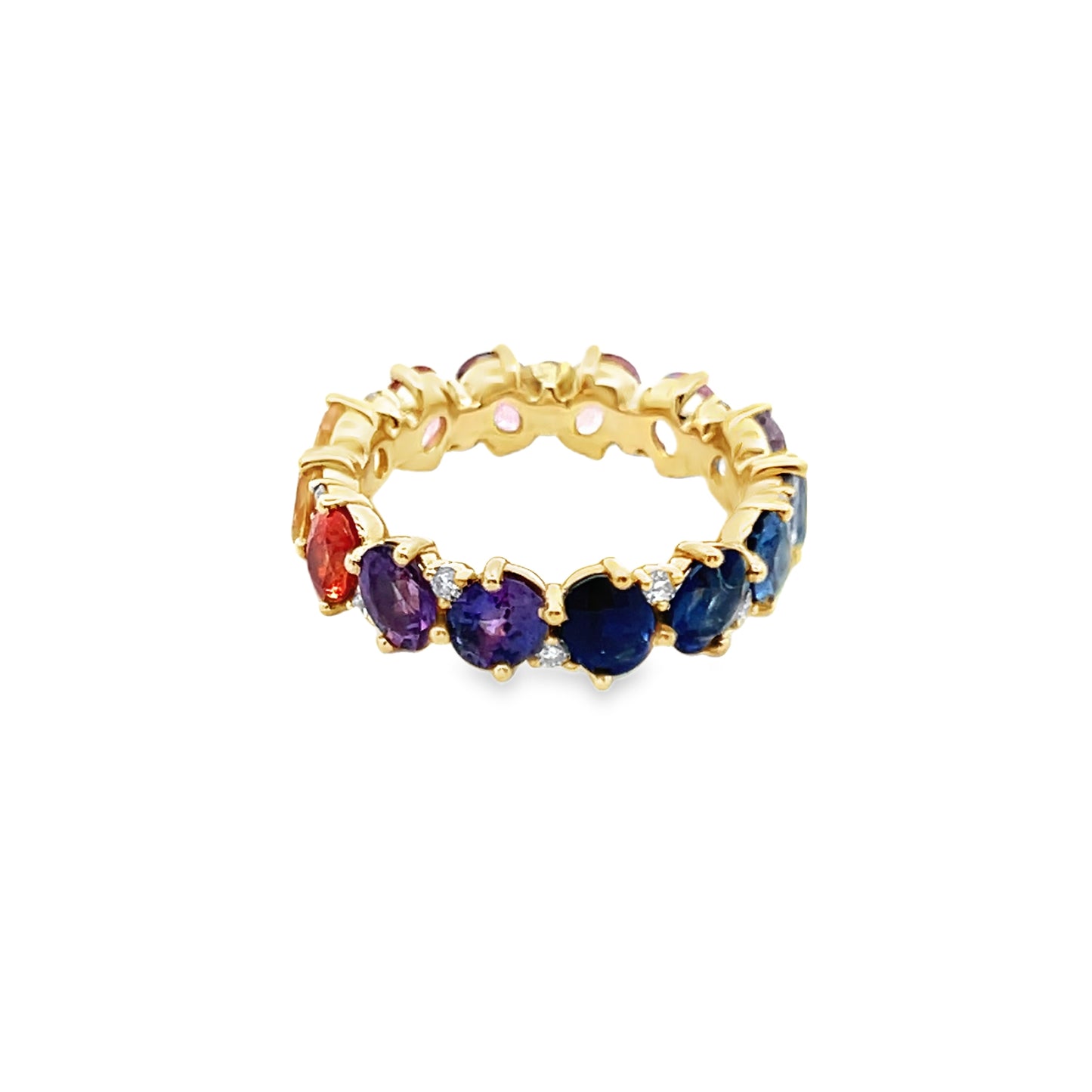 Tilted Oval Cut Sapphire and Diamond Eternity Ring